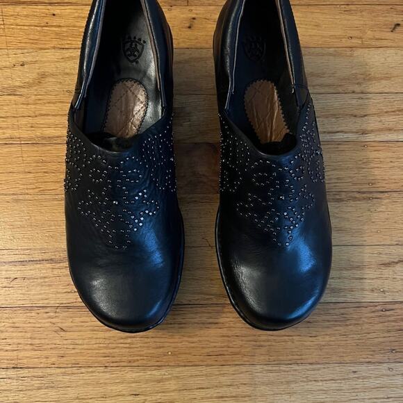 Ariat Women's Black Studded Western Slip On Clogs Comfort Shoe Leather Career - Picture 4 of 5